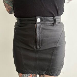 NBD x Revolve Black Lamb Leather Mini Skirt – High Waist – Size S